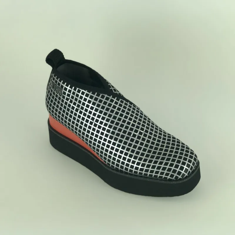 BOTIN plataforma negro plata naranja