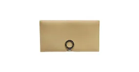 Bulgari Cartera larga de cuero beige Bvlgari 