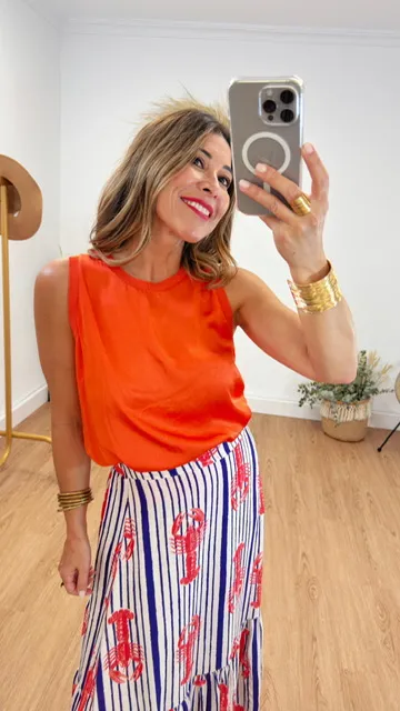 Camiseta satén naranja