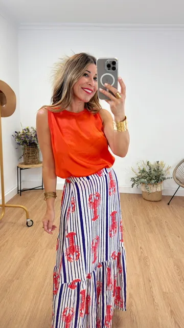 Camiseta satén naranja