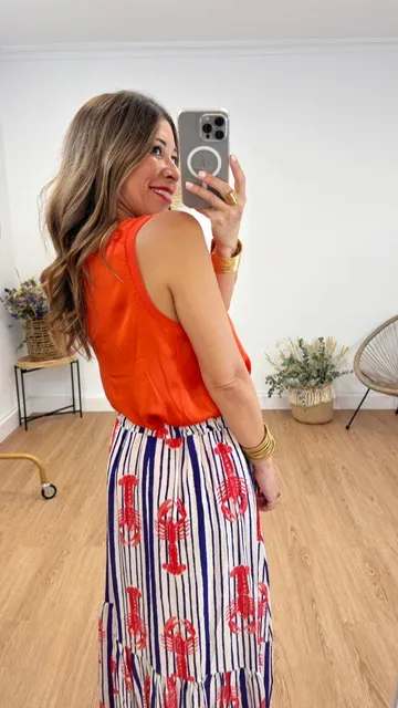 Camiseta satén naranja