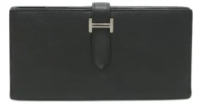 Cartera larga bi-fold Soufflet Bearn de Hermès Negro 
