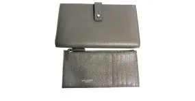Cartera larga de cuero gris Yves Saint Laurent Castaño 