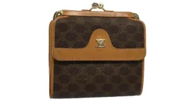 Céline CELINE Cartera de lona Macadam Cuero PVC Marrón Auth ac2489 Castaño 
