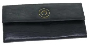 Céline CELINE Cartera Larga de Cuero Negra Auth 81009 Negro 