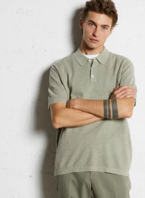 HACKETT Polo texturizado de algodón y lino mezclado en verde