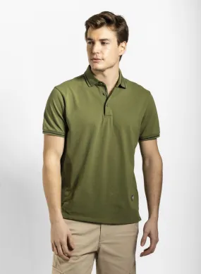 NEW MAN LEISURE - Polo recto de mezcla de algodón en verde