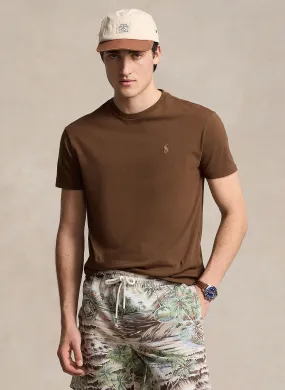 POLO RALPH LAUREN Camiseta regular fit de algodón con cuello redondo en marron