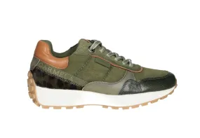Sneaker Nobuck Kaki Talon Camel Piso Blanco