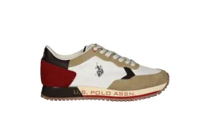 Sneaker Nylon Blanco Punta y Talon Nobuck Taupe-burdeos Piso Goma