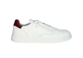 Sneaker Piel Blanco Pala Picados Pieza Talon Burdeos