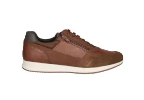 Sneaker Piel Cuero Cremallera Lateral Punta Nobuck Piso Goma