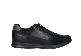 Sneaker Piel Negro Cremallera Lateral Piso Goma