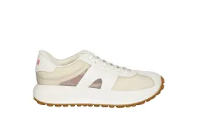 Sneaker Rejilla Beige Letras Talon Rojas Piso Goma
